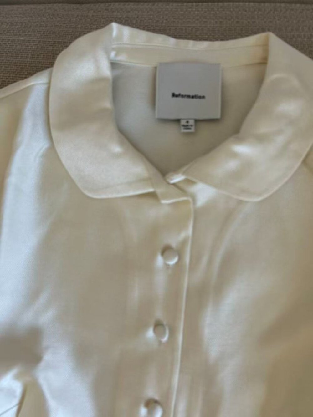 Reformation Haley-Kate Top US4 Ivory Cream Blouse French Quiet Lux - Picture 5 of 9
